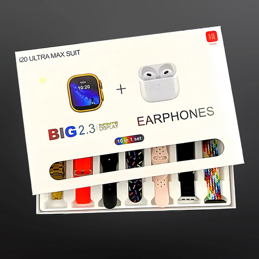 Ultra Max Smart i20 Watch With Earbuds And 7 Straps